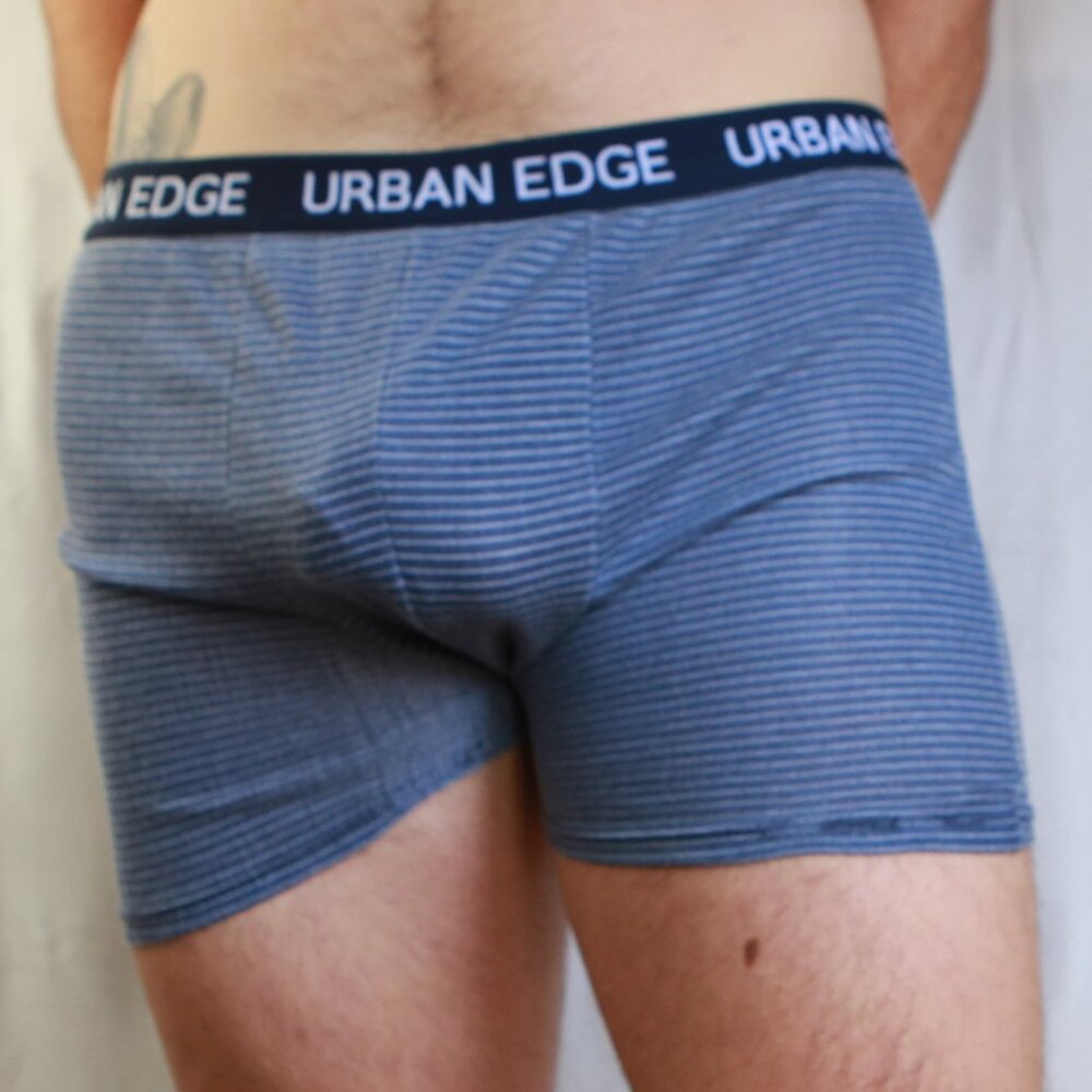 Urban Edge Blue Horizontal Stripe Cotton Polyester Boxer Brief Trunks 2XL